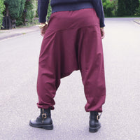 Winter harem pants with pockets in brown